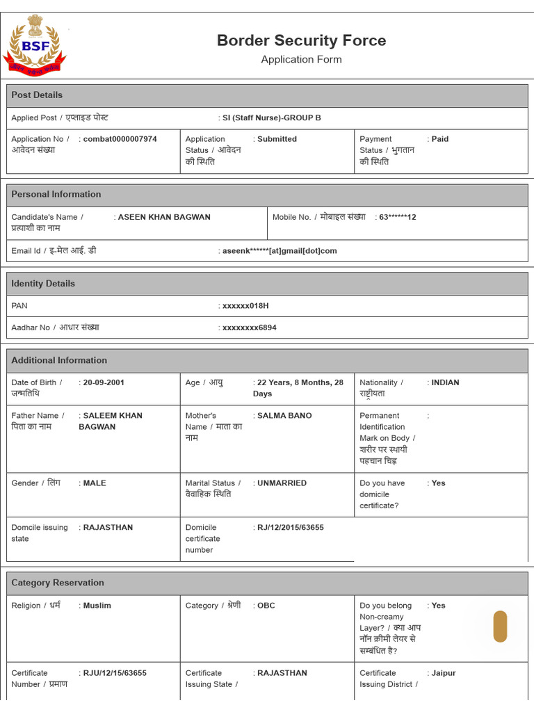 BSF - Preview Registration Form | PDF | Diploma | Justice