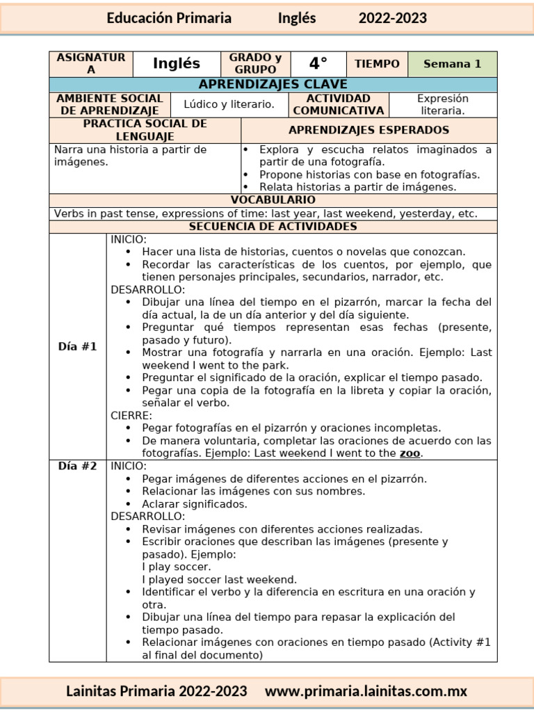 Actividades de Inglés para 4° Grado | PDF | Lingüística
