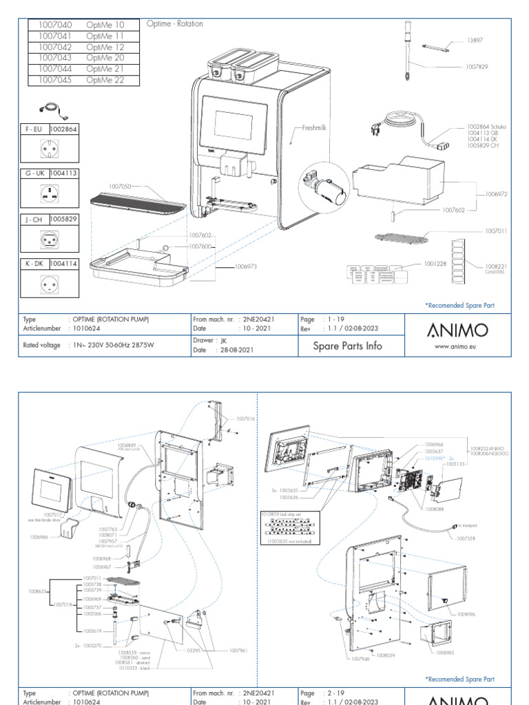 Animo OptiMe Spare Parts List | PDF | Steam Power