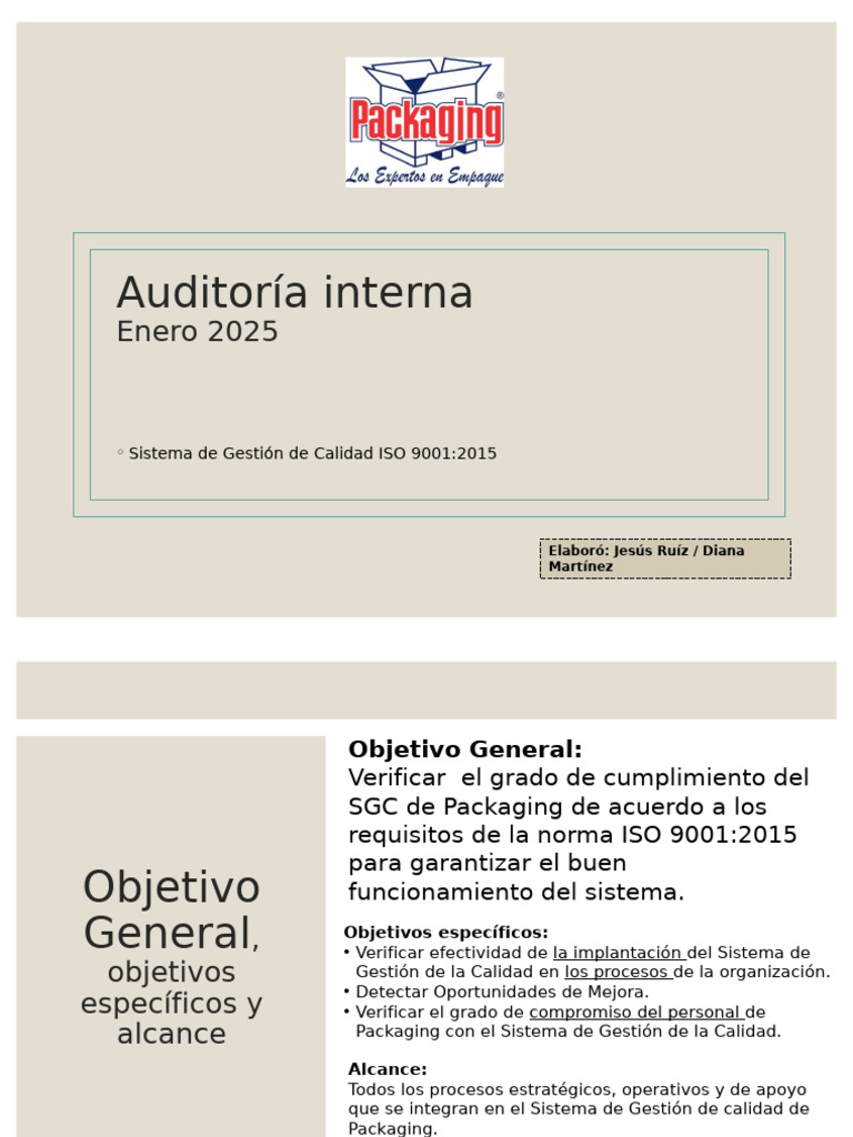 Auditoría Interna ISO 9001:2025 en Packaging | PDF | Auditoría | Contralor