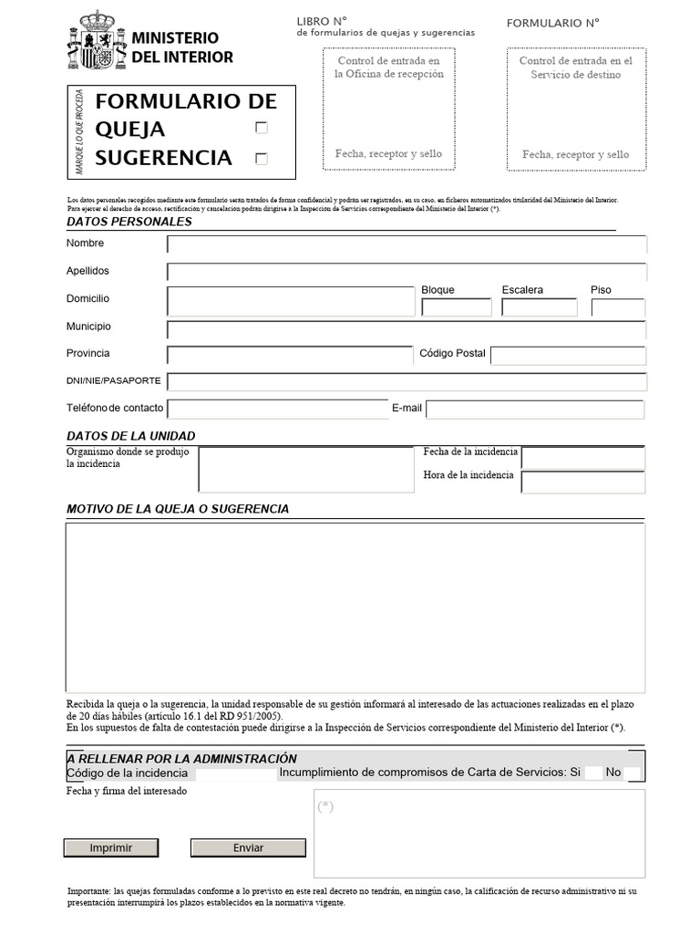 Formulario de Quejas y Sugerencias del Ministerio | PDF | Gobierno