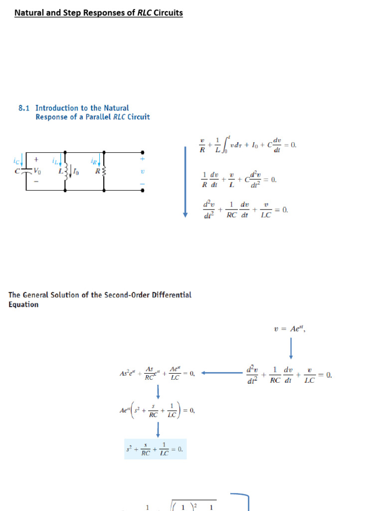 Natural & Step Responses in RLC Circuits | PDF