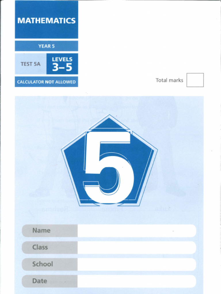Year 5 2006 Mathematics Test A Levels 3 5 | PDF