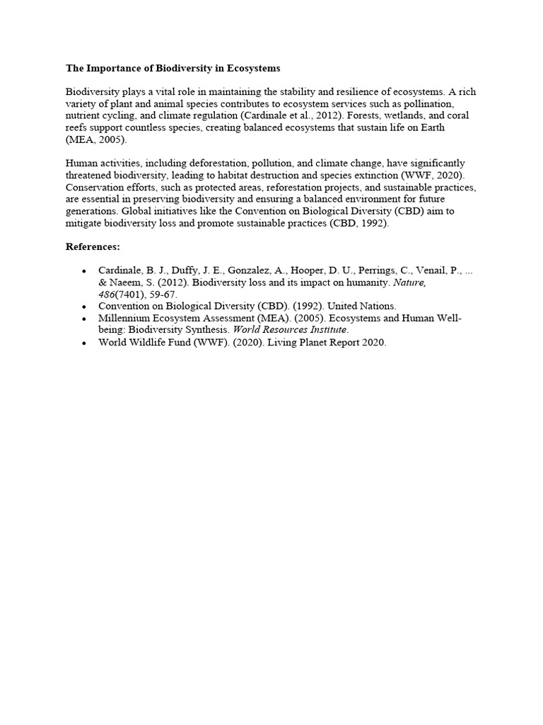 The Role of Biodiversity in Ecosystem Health | PDF