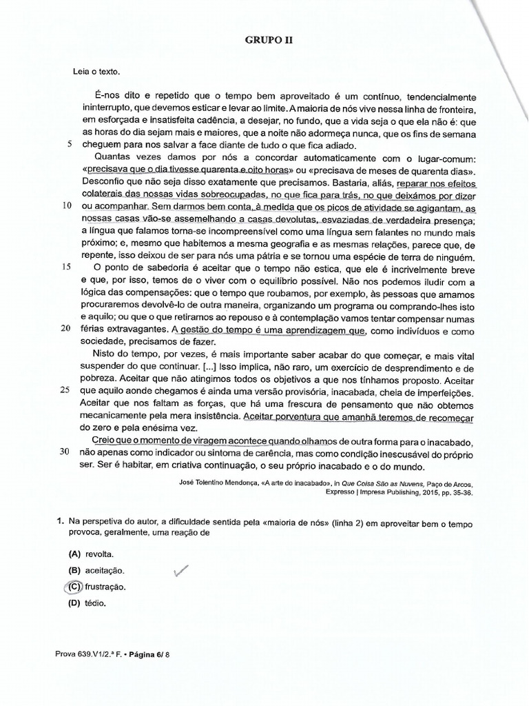 Grupo II Exame 2 Fase 2024 | PDF