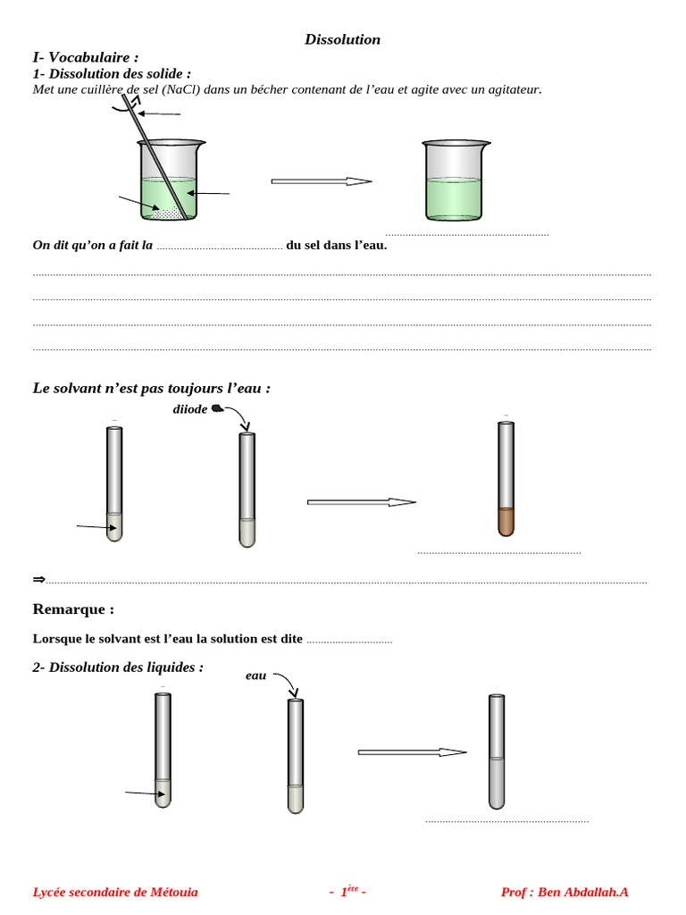 Dissolution : Solides, Liquides, Gaz | PDF | Solvatation | Physique ...