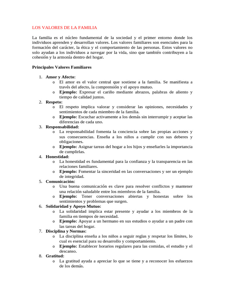 Valores Esenciales en la Familia | PDF | Familia | Comportamiento