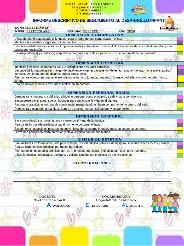 Preescolar Tercer Informe | PDF | Educación de la primera infancia
