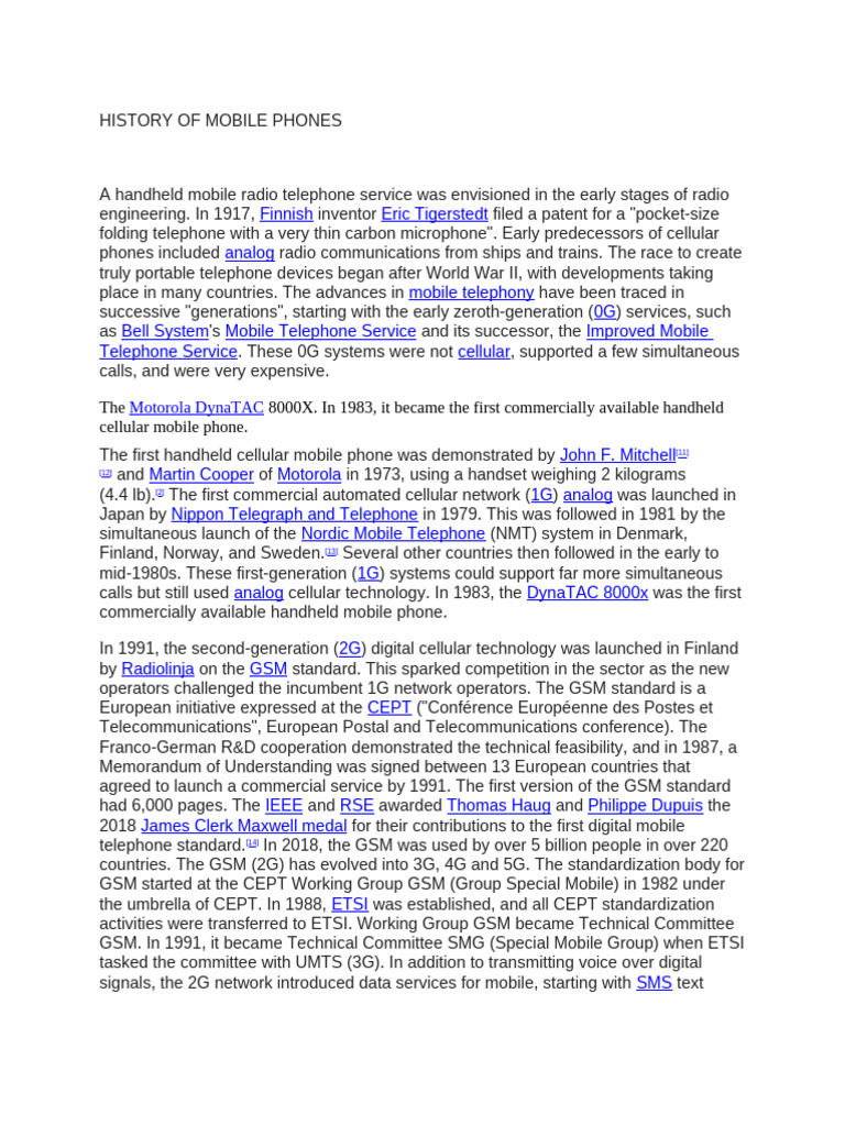 Evolution of Mobile Phones | PDF | Mobile Phones | Gsm