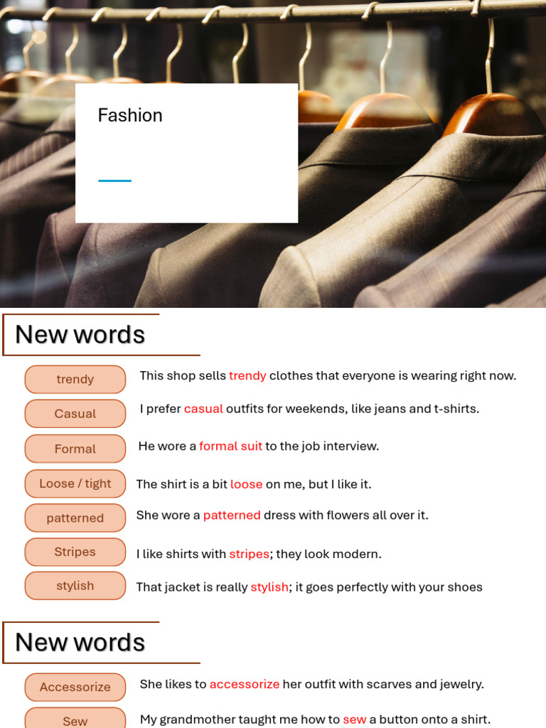 Fashion Vocabulary and Style Tips | PDF