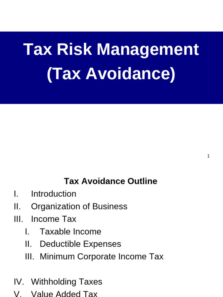 Tax Avoidance Strategies and Guidelines | PDF | Tax Deduction | Taxes