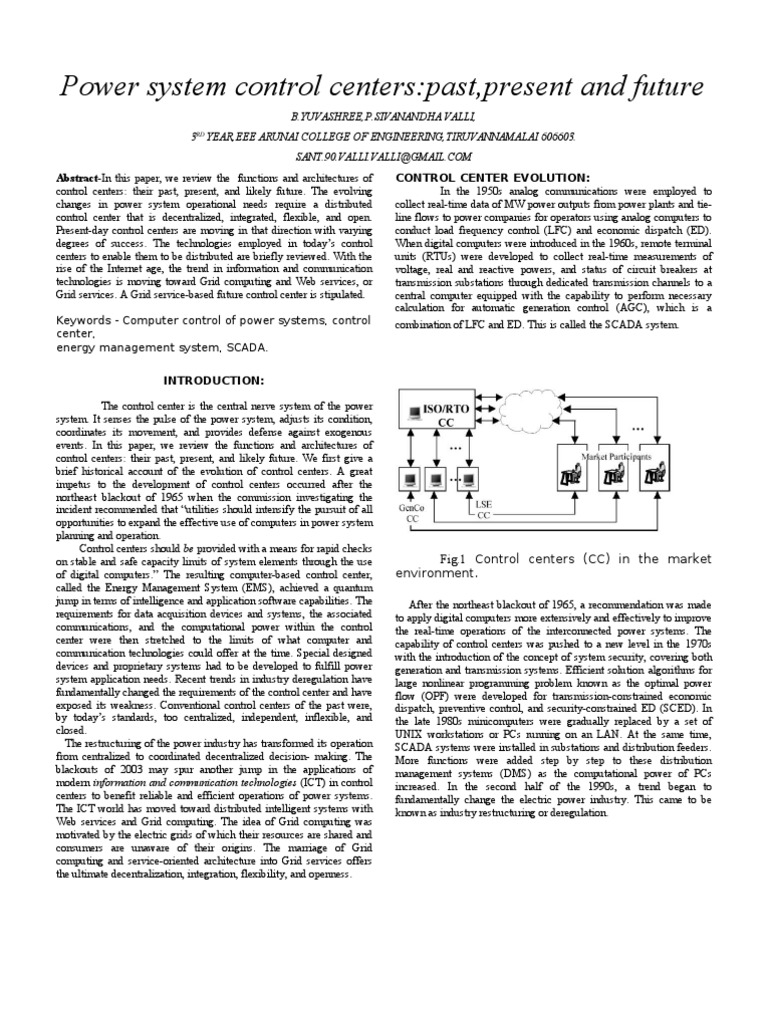 Power System Control Centerspast, Present and Future PDF 