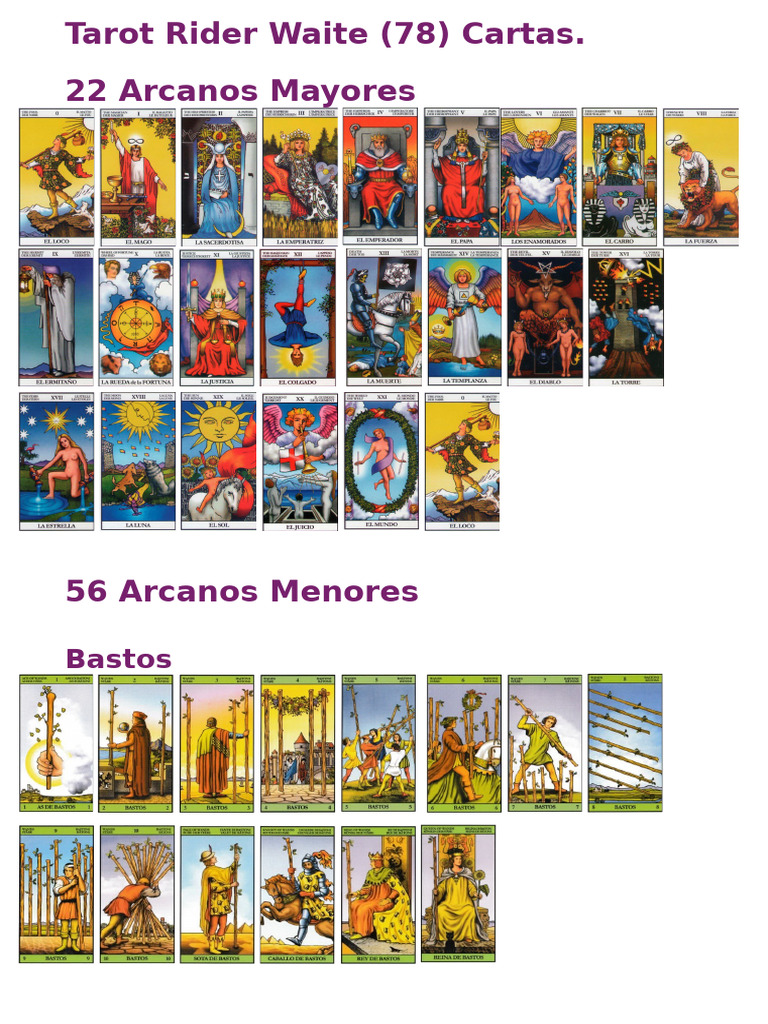 Tarot Rider Waite: Arcanos Mayores y Menores | PDF
