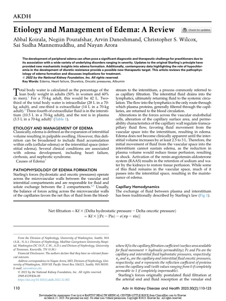 Edema: Etiology and Management Review | PDF | Edema | Heart Failure