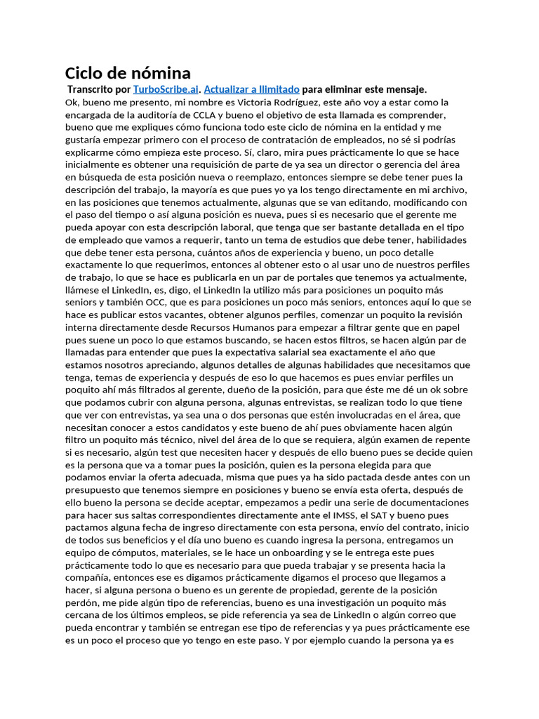 Proceso de Ciclo de Nómina y Contratación | PDF | Gestión de recursos ...