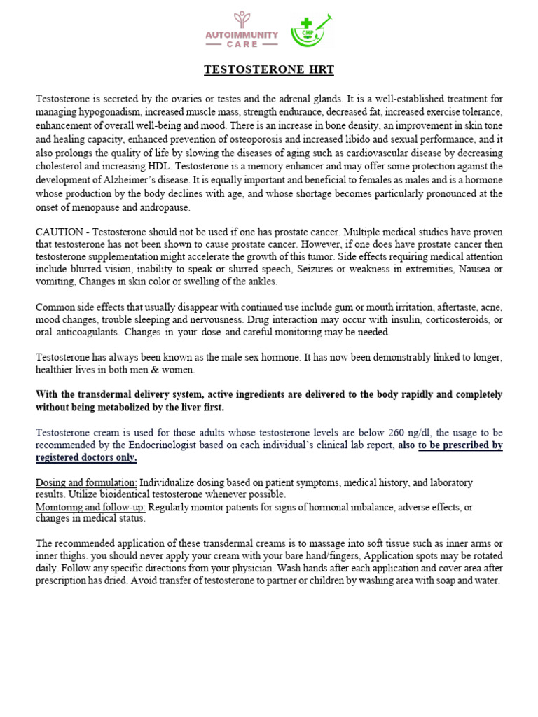 Understanding Testosterone HRT | PDF | Hormone Replacement Therapy ...