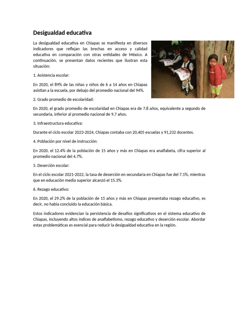 Desigualdad Educativa | PDF | Desigualdad social | Discriminación y ...