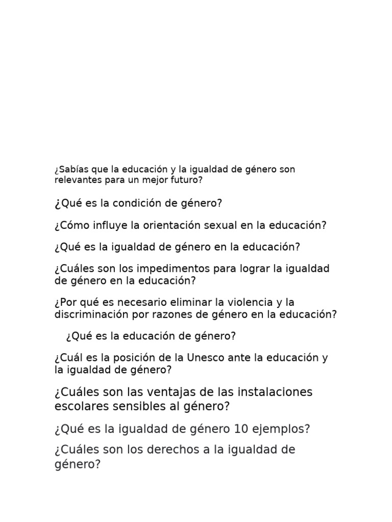 Educación y Igualdad de Género: Claves y Retos | PDF
