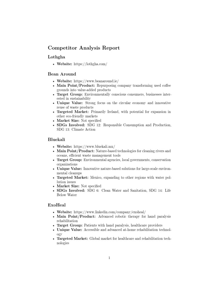 Lothgha Competitor Analysis Overview | PDF | Water | Water Pollution
