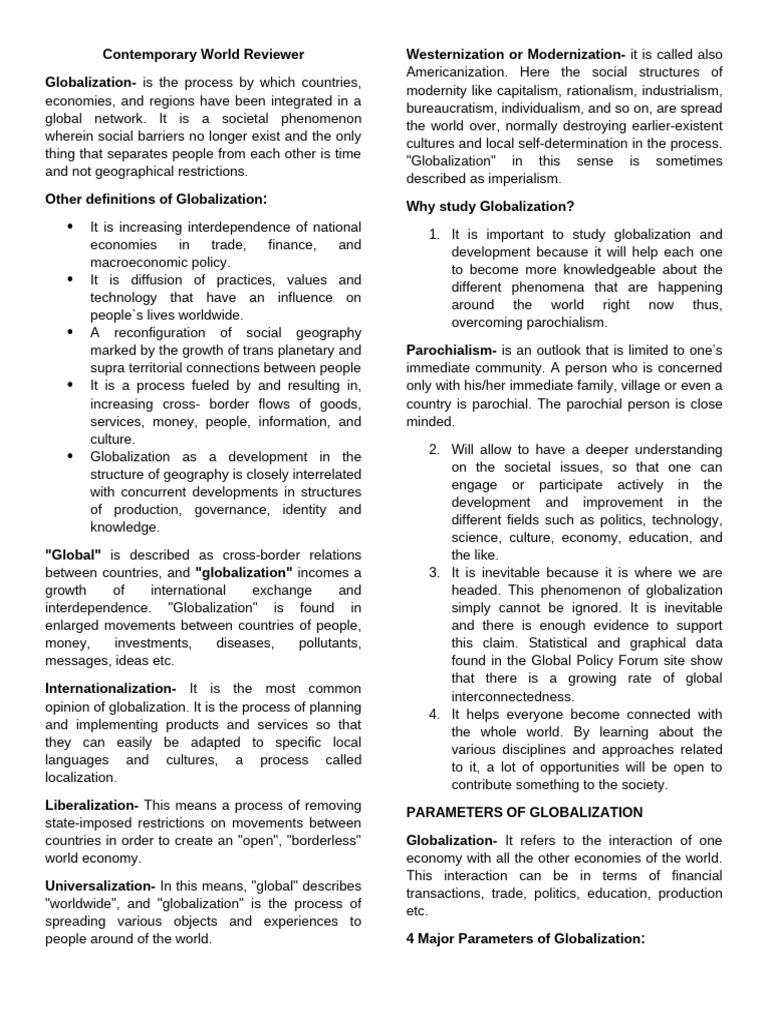 Understanding Globalization: Key Concepts | PDF | Globalization | Exports