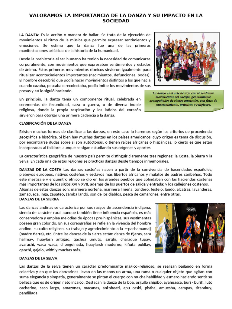 Danza y Folklore en la Sociedad | PDF | Bailes | Folklore