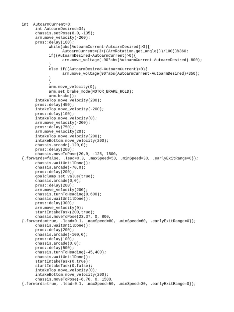 Robot Arm Control and Movement Code | PDF