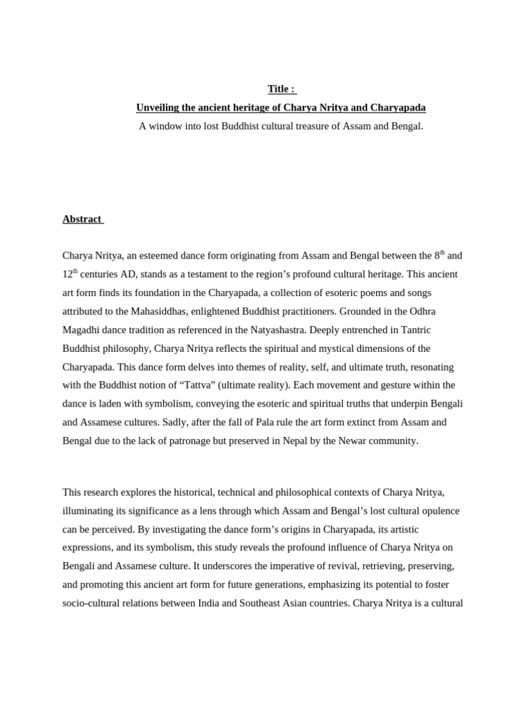 Charya Nritya: Reviving Cultural Heritage | PDF | Vajrayana | Indian ...