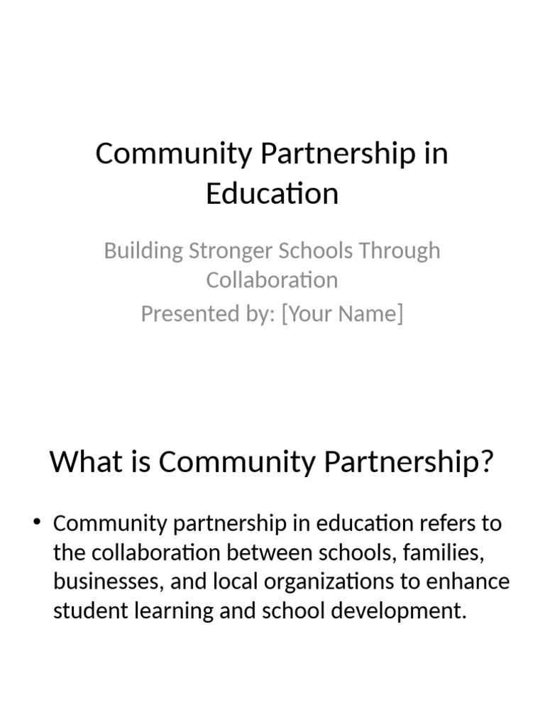 Enhancing Education Through Community Partnerships | PDF