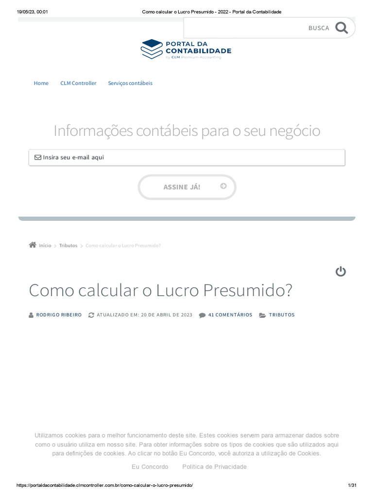 Como Calcular o Lucro Presumido 2022 | PDF | Impostos | Imposto de Renda
