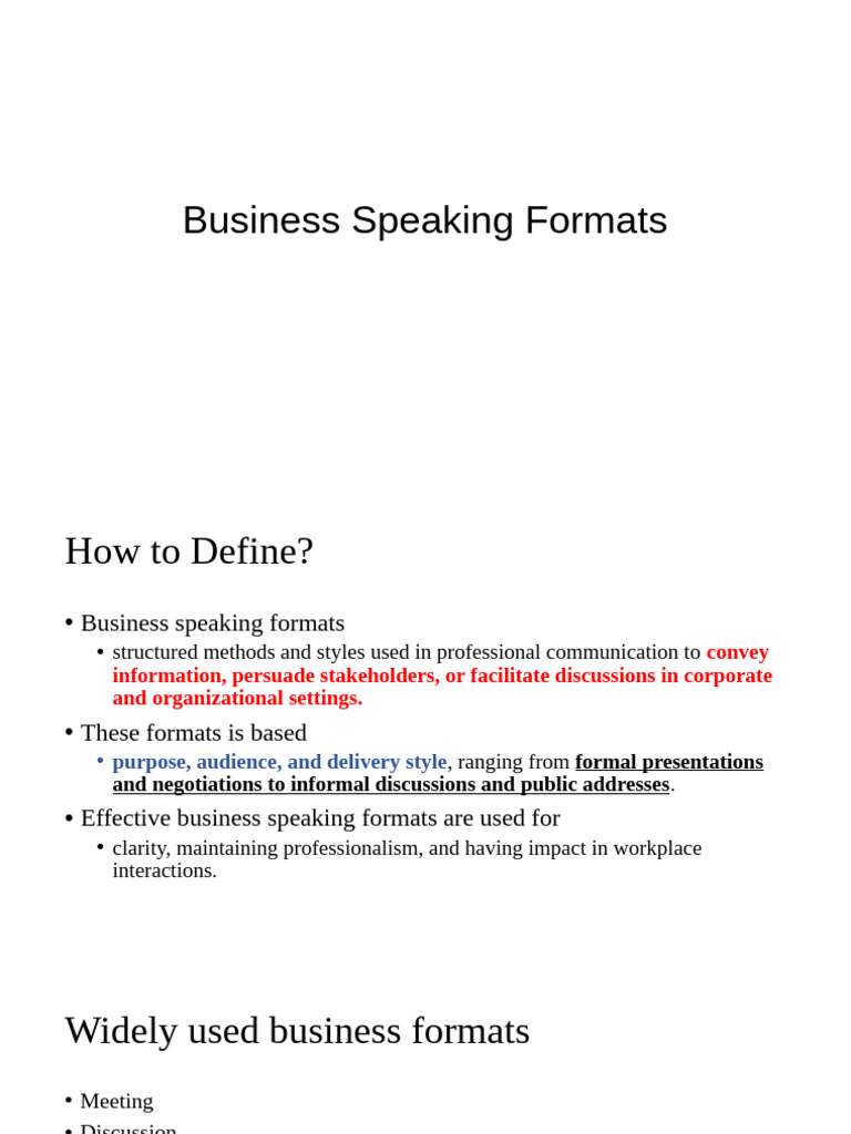 Business Speaking Formats | PDF | Corporate Social Responsibility ...