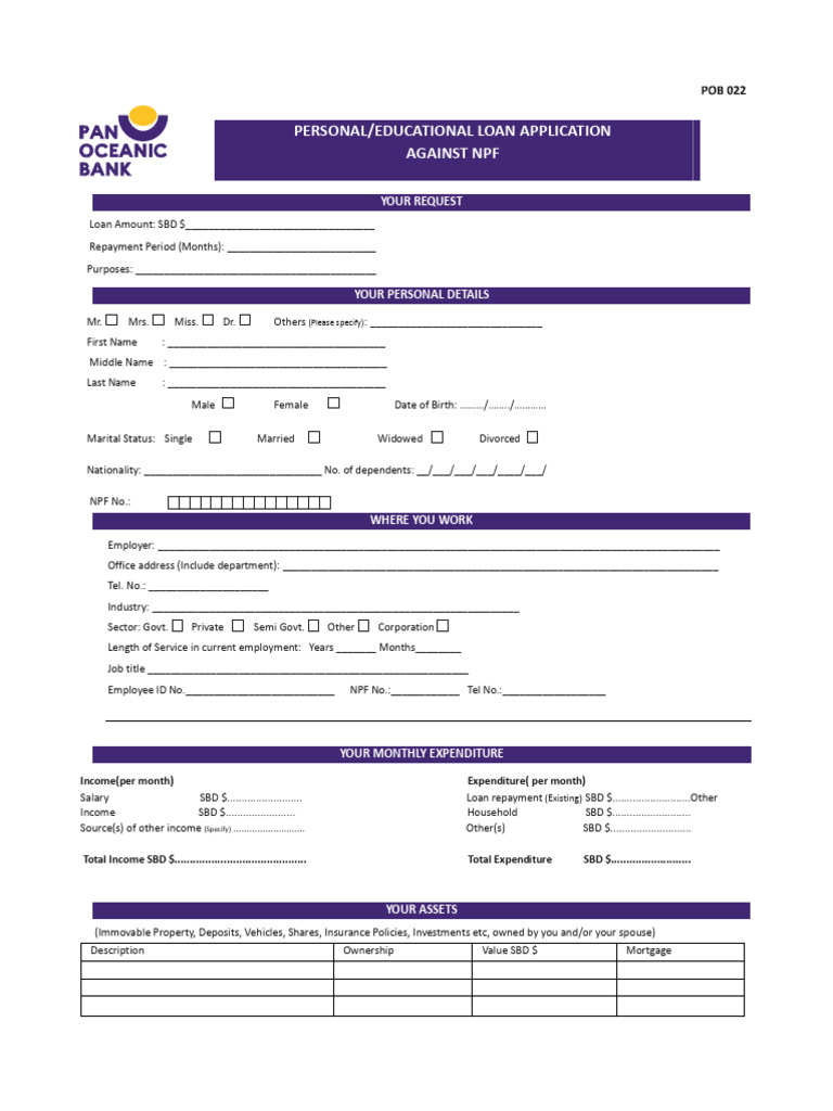 Application Personal Loan3 | PDF | Loans | Banks