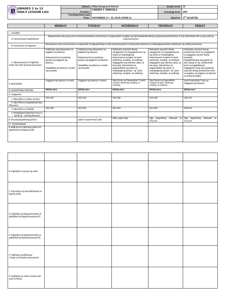 DLL - Epp 4 - Q3 - W4 | PDF