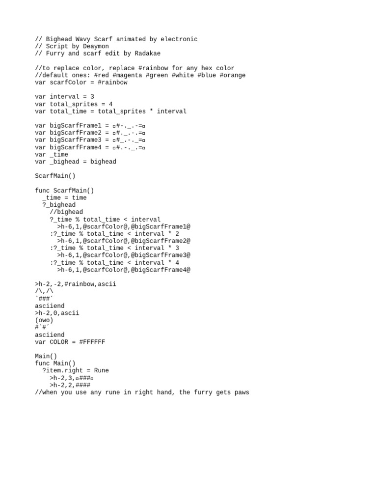 Animated Bighead Wavy Scarf Script | PDF