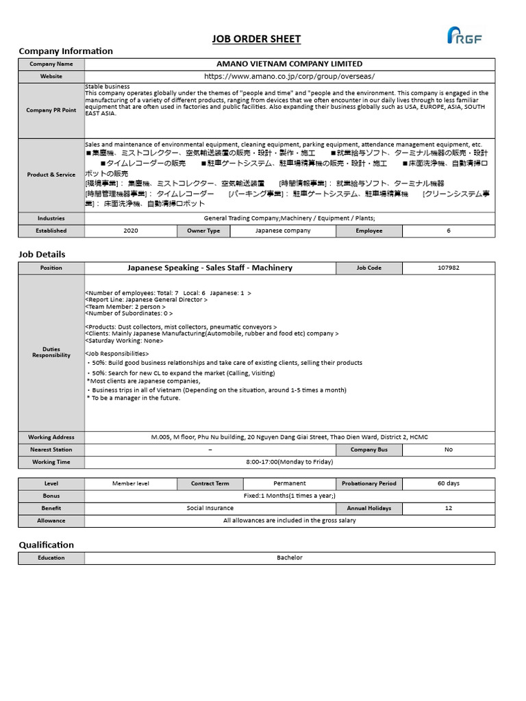 Japanese Sales Staff Job in HCMC | PDF | Business | Economies