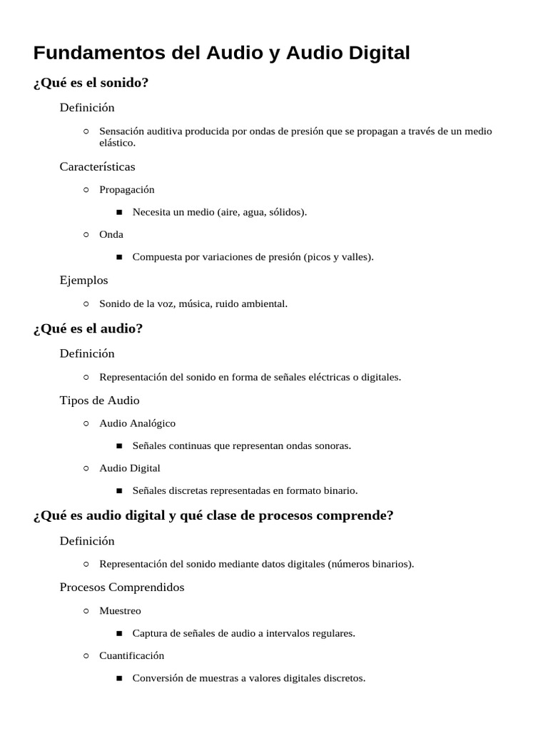 Fundamentos del Audio Digital | PDF | Audio digital | Señal analoga