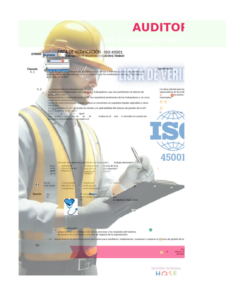 Check List para Auditoria ISO 45001 SGSST | PDF | Auditoría