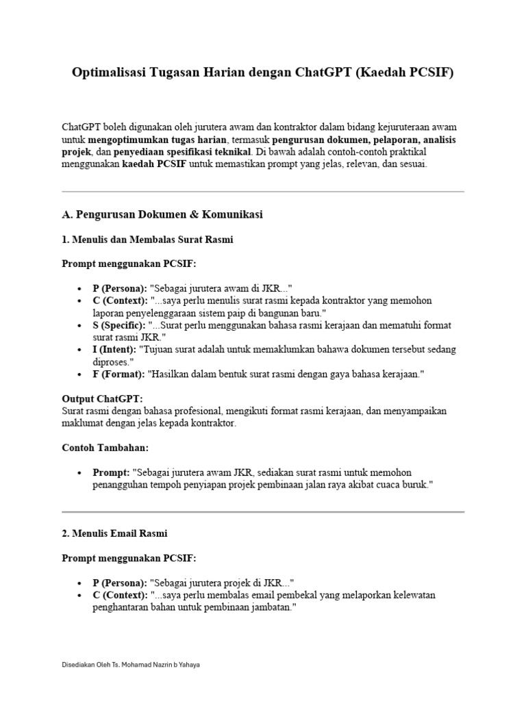 Penggunaan ChatGPT untuk Surat Rasmi JKR | PDF