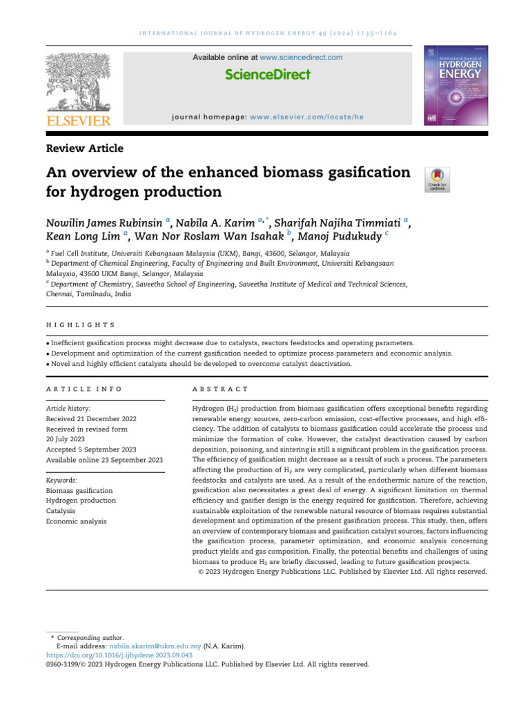 Enhanced Biomass Gasification for Hydrogen | PDF | Gasification ...