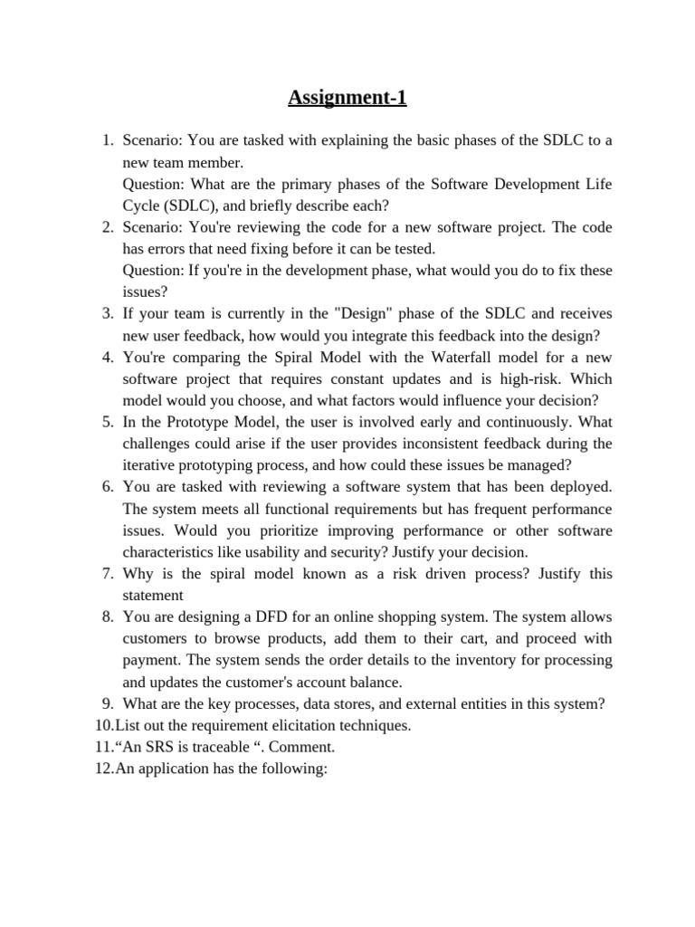 Assignment 1 SE | PDF | Software Development Process | Software Development
