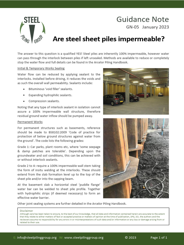 SPG - Guidance Note GN-05 Are Steel Sheet Piles Impermeable Jan 2023 ...