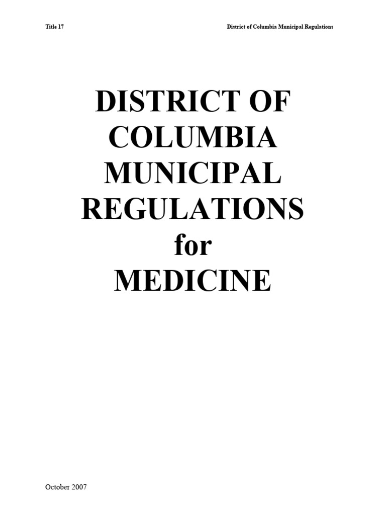 Medicine DC Municipal Regulations For Medicine 0 | PDF | United States ...