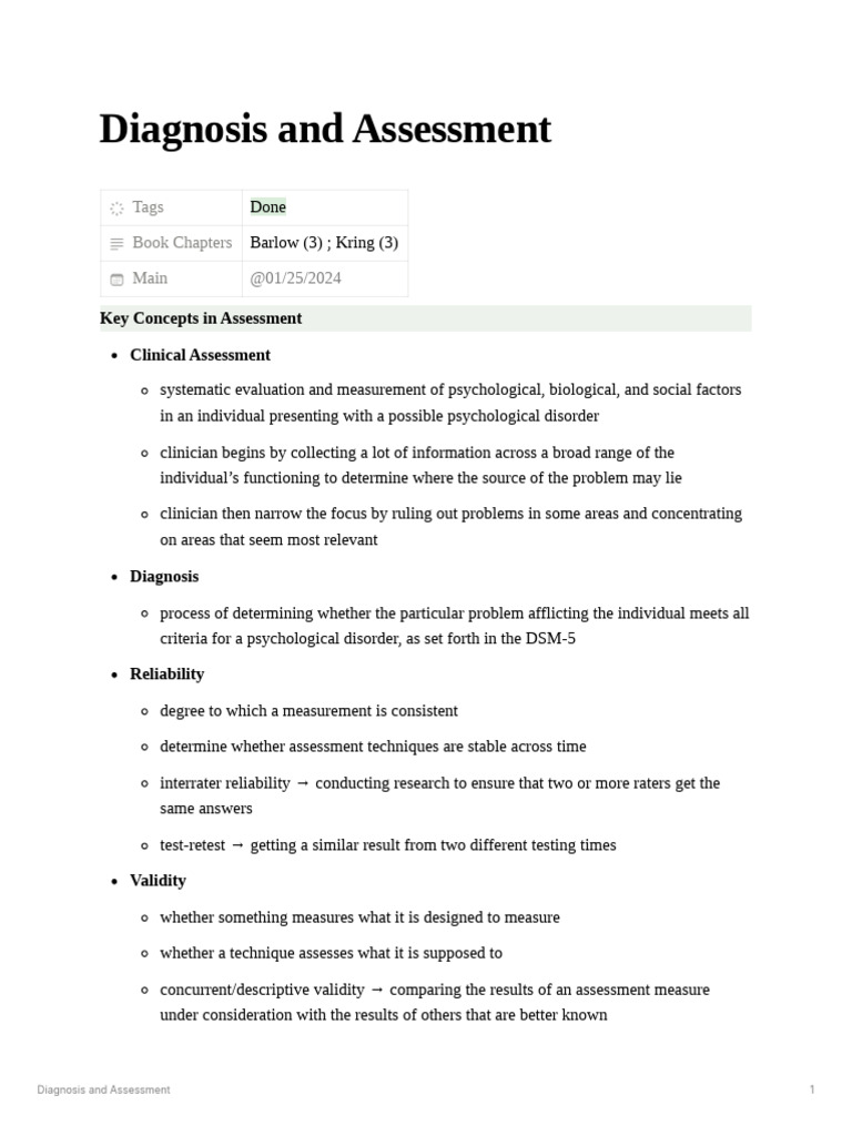 Clinical Diagnosis and Assessment Methods | PDF | Mental Disorder ...