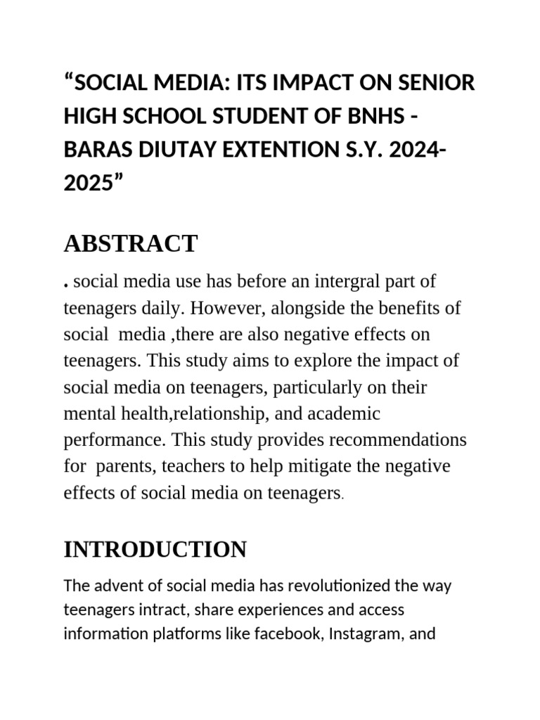 SOCIAL MEDIA Grade 11 Qualitative Research (AutoRecovered) | PDF ...