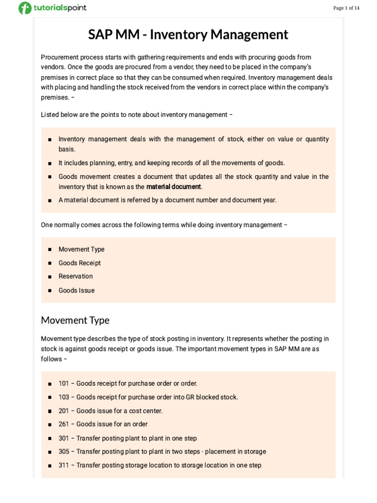 SAP MM Inventory Management Guide | PDF | Goods | Inventory