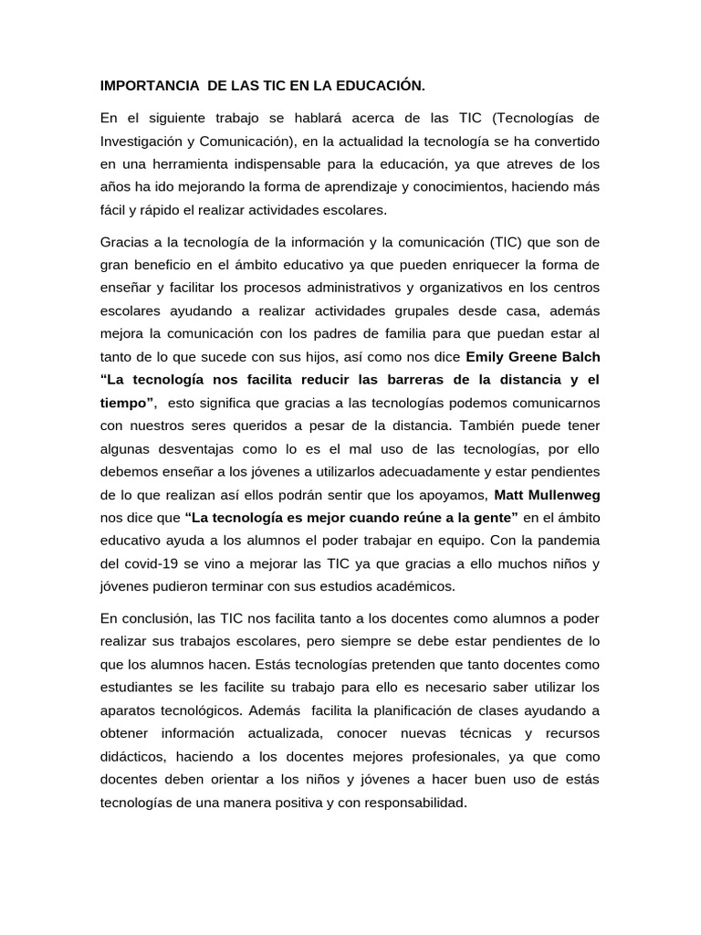 Impacto de las TIC en la Educación | PDF | Enseñando | Tecnología de ...