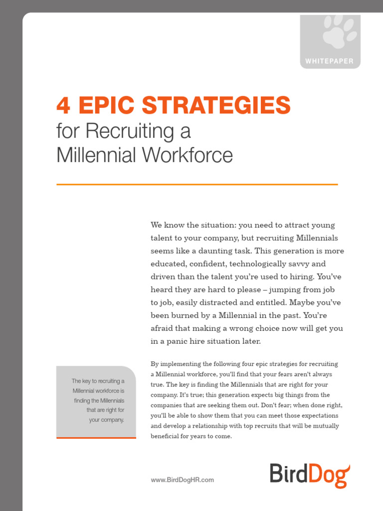 4 Epic Strategies For Recruiting A Millenial Workforce | PDF ...