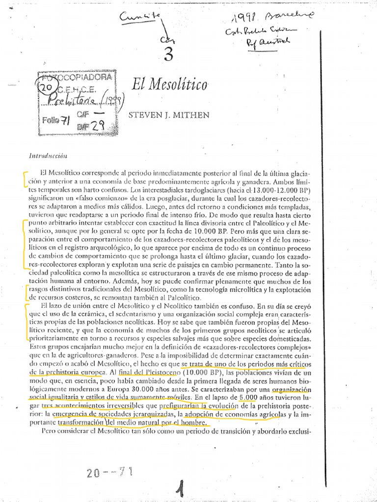 MITHEN - El Mesolítico | PDF