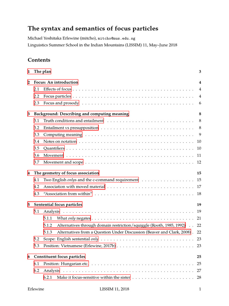 Syntax and Semantics of Focus Particles | PDF | Semantics | Stress ...