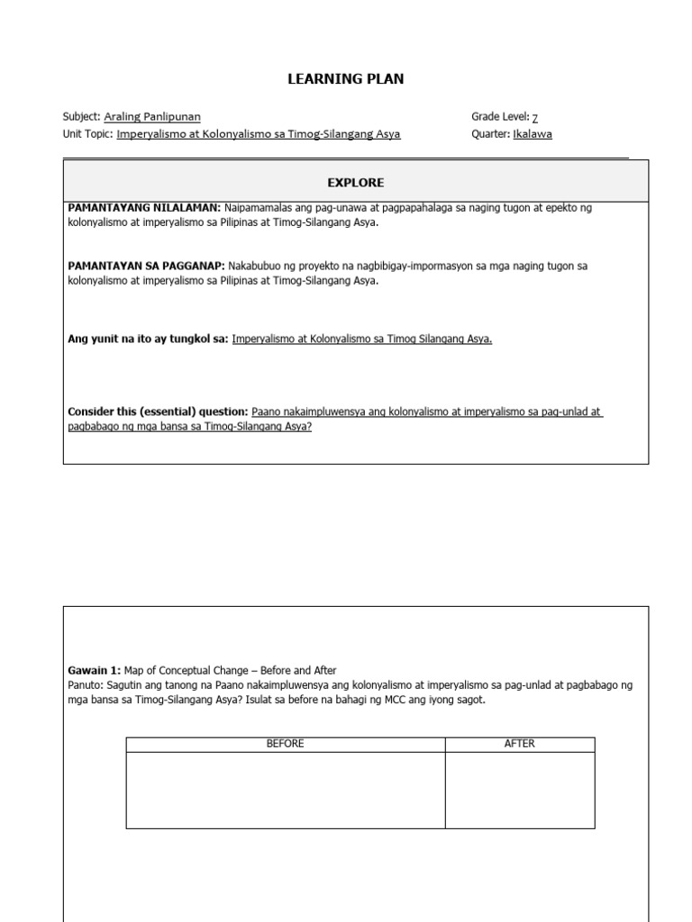 Learning Plan | PDF