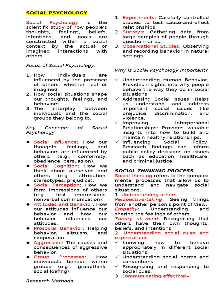 Understanding Social Psychology Concepts | PDF | Validity (Statistics ...